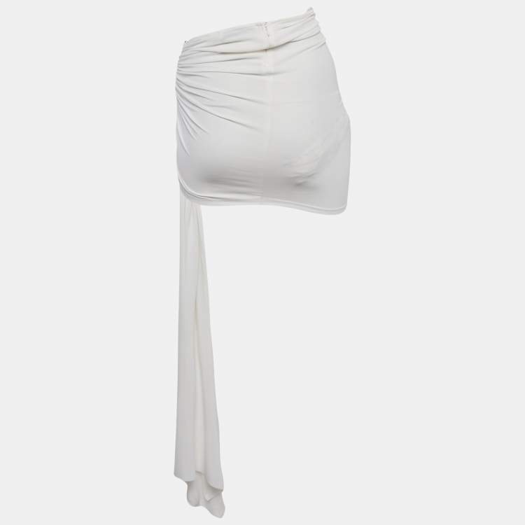 Pre Owned Christopher Esber White Jersey Ruche Draped Mini Skirt S