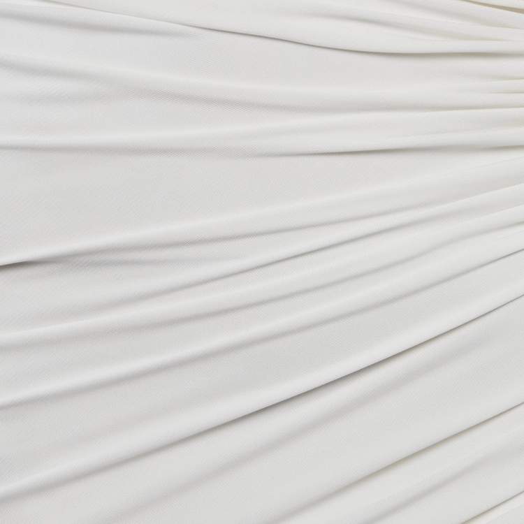 Pre Owned Christopher Esber White Jersey Ruche Draped Mini Skirt S