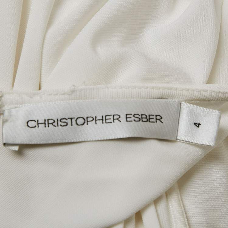 Pre Owned Christopher Esber White Jersey Ruche Draped Mini Skirt S