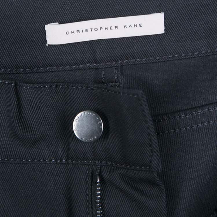 مملوكة مسبقًا Christopher Kane Black Embroidered Hem Detail Cropped Jeans S