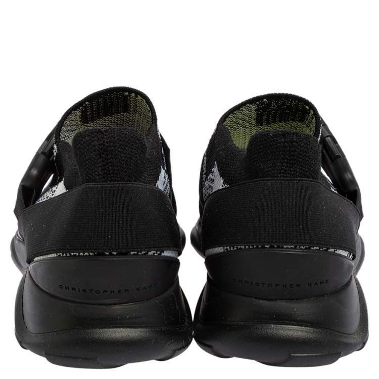 مملوكة مسبقًا Christopher Kane Black/White Fabric Safety Buckle Low Top Sneakers Size 38