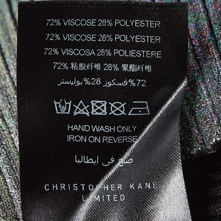 Pre Owned Christopher Kane Multicolor Foil Print Rib Knit Bodycon Dress M