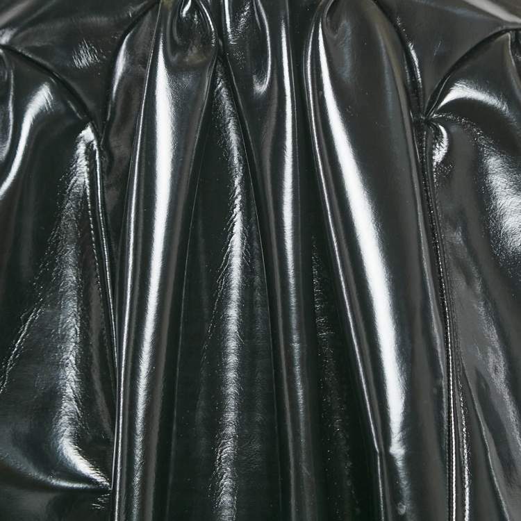 Pre Owned Christopher Kane Black Faux Leather Cut-Out Strap Detail Maxi Dress S 