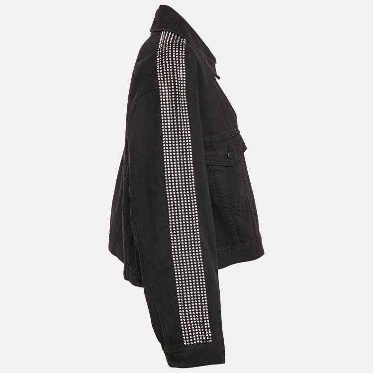 Pre Owned Christopher Kane Black Stud Detail Denim Jacket M