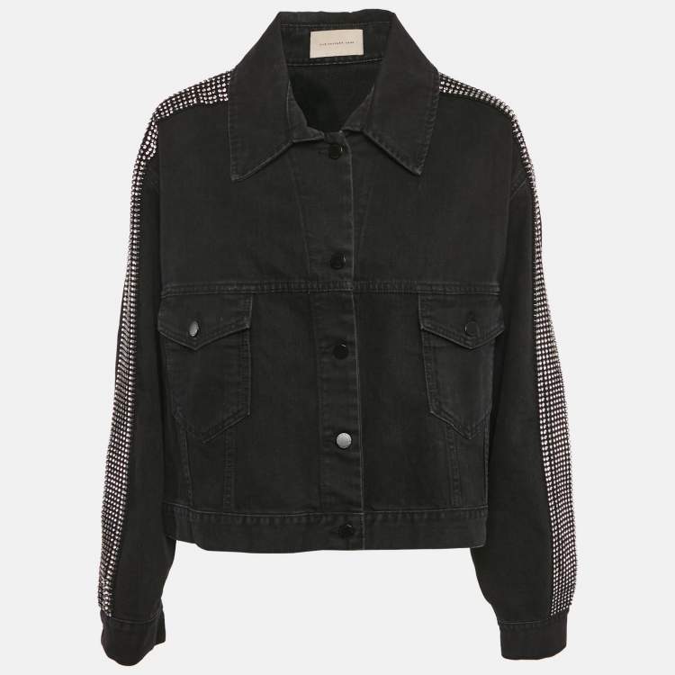 Pre Owned Christopher Kane Black Stud Detail Denim Jacket M