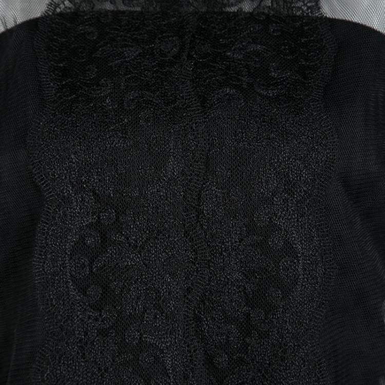 Pre Owned Christopher Kane Black Lace Trim Sheer Tulle Jacket M