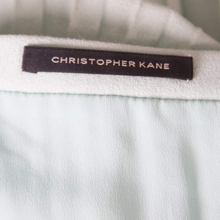 Pre Owned Christopher Kane Mint Green Wool Pleated Mini Skirt S