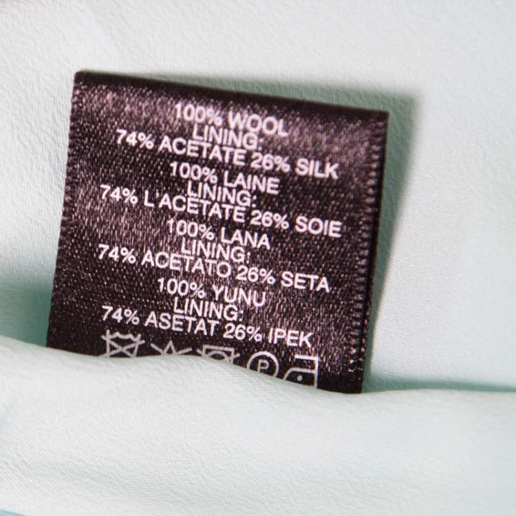 Pre Owned Christopher Kane Mint Green Wool Pleated Mini Skirt S