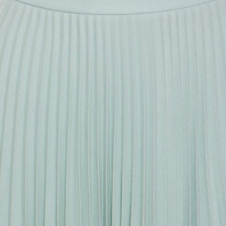 Pre Owned Christopher Kane Mint Green Wool Pleated Mini Skirt S