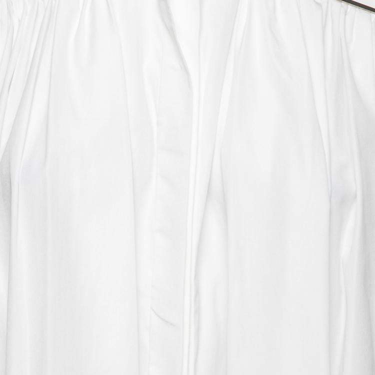 Pre Owned Christopher Kane White Cotton Metal Bar Embellished Sleeveless Shirt M