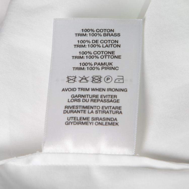 Pre Owned Christopher Kane White Cotton Metal Bar Embellished Sleeveless Shirt M