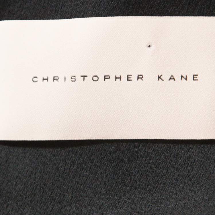 Pre Owned Christopher Kane Black Cotton Blend Flower Applique Trim Sleeveless Top S