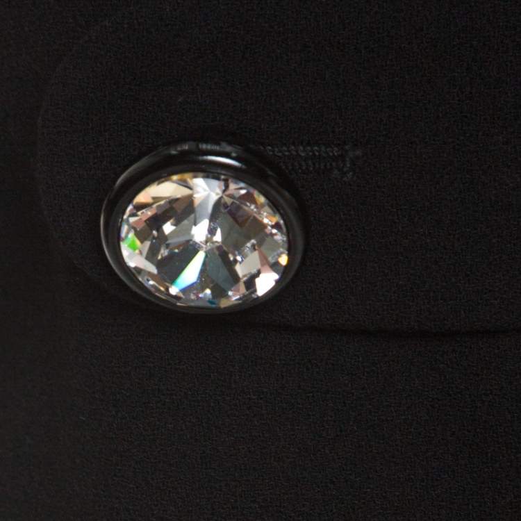 مملوكة مسبقًا Christopher Kane Black Crepe Large Crystal Detail Sleeveless Top S