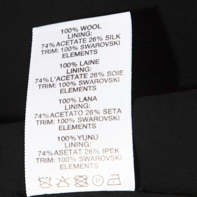 مملوكة مسبقًا Christopher Kane Black Crepe Large Crystal Detail Sleeveless Top S