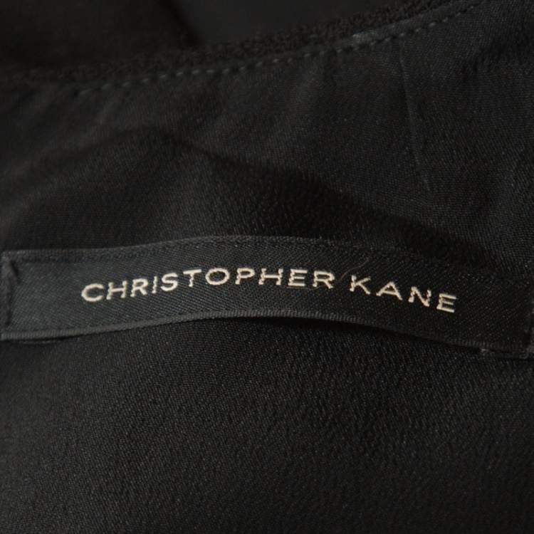 مملوكة مسبقًا Christopher Kane Black Crepe Large Crystal Detail Sleeveless Top S