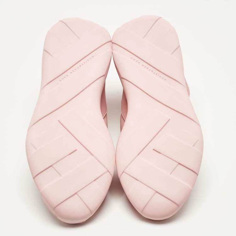 Pre Owned Christopher Kane Pink Leather and Neoprene Safety Buckle Sneakers Size 40