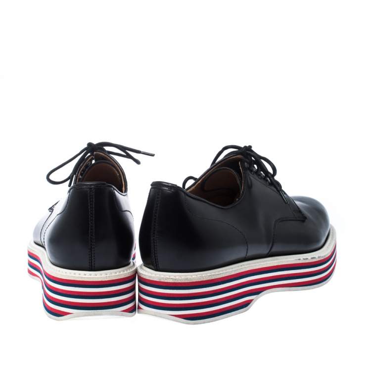 مملوكة مسبقًا Church'S Black Leather Lace Up Platform Derby Size 37