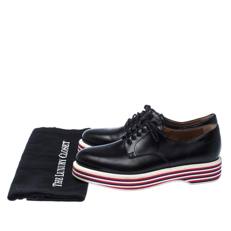 مملوكة مسبقًا Church'S Black Leather Lace Up Platform Derby Size 37