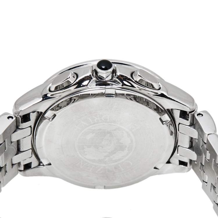 Pre Owned Citizen Black Stainless Steel Diamonds Eco-Drive Women's Wristwatch 32 mm