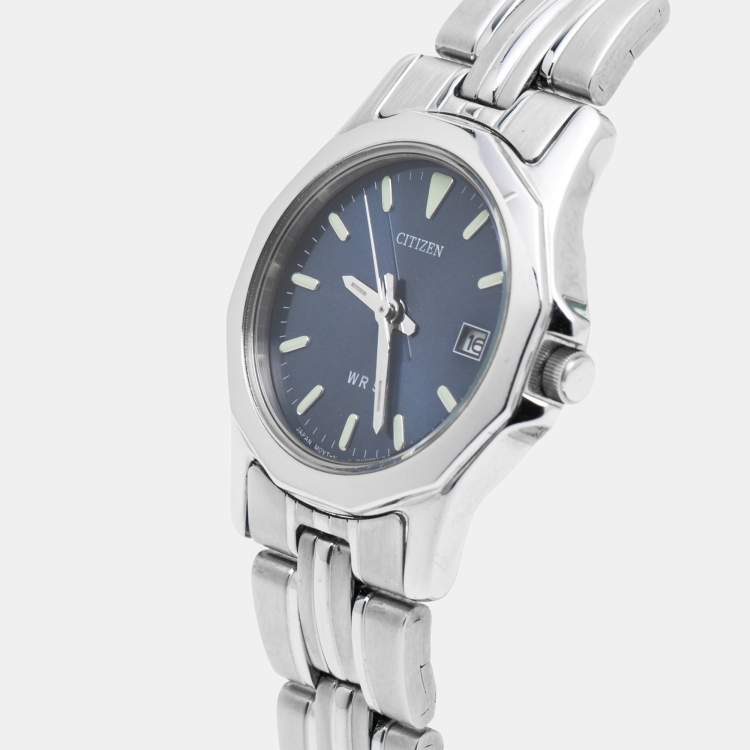 Pre Owned Citizen Blue Stainless Steel 1021-S012131 HST Women's Wristwatch 26 mm