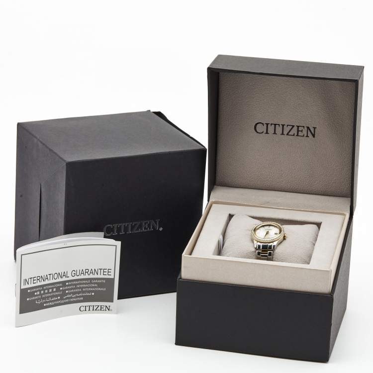 Pre Owned Citizen Silver Two-Tone Stainless Steel Eco-Drive FE1124-82A Women's Wristwatch 28 mm