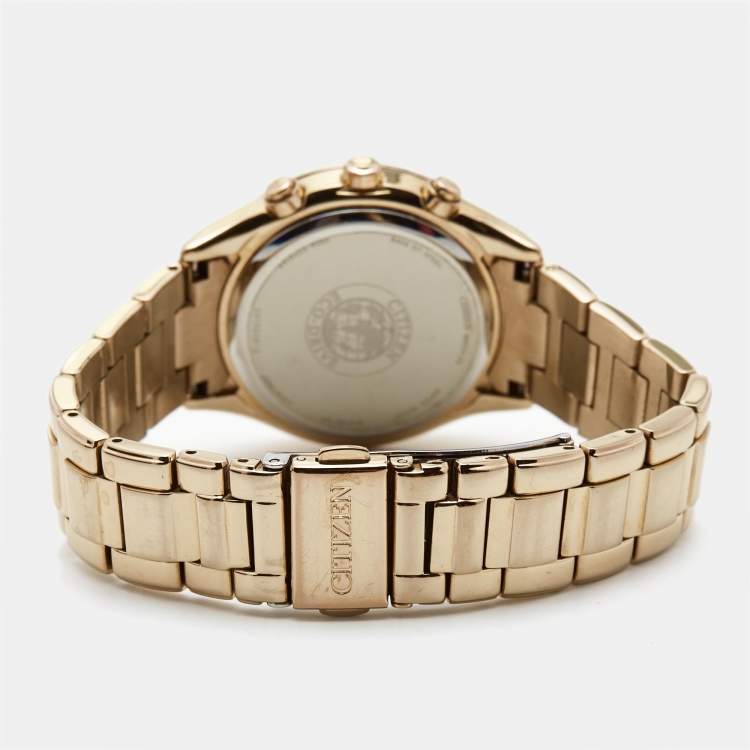 Pre Owned Citizen Mother of Pearl Gold Plated Stainless Steel Regent FB1223-55D Women's Wristwatch 35 mm