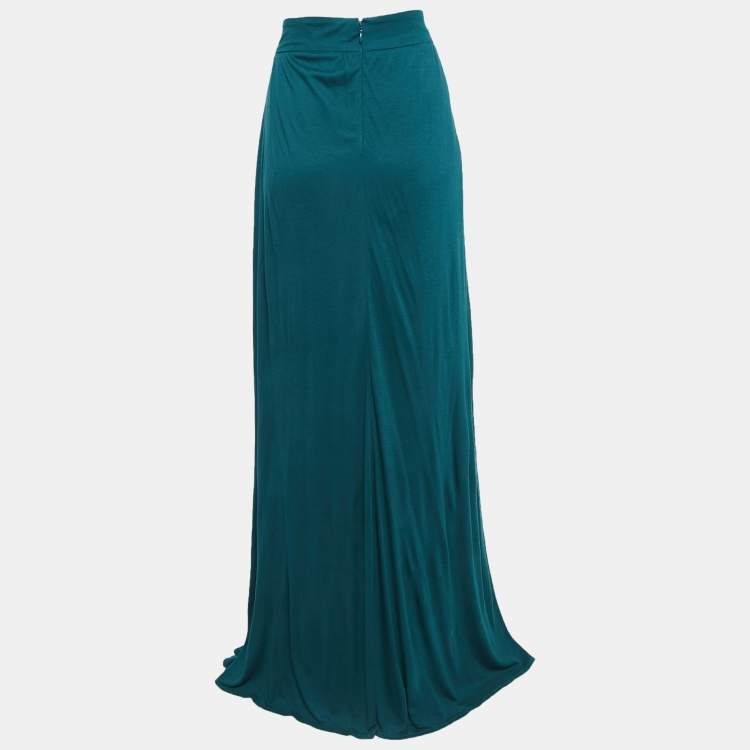 Pre Owned Class by Roberto Cavalli Green Jersey Maxi Skirt L