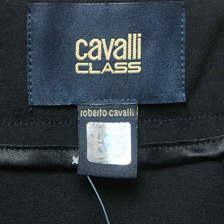 Pre Owned Class by Roberto Cavalli Black Cotton Knit Waist Stud Detail Short Skirt L