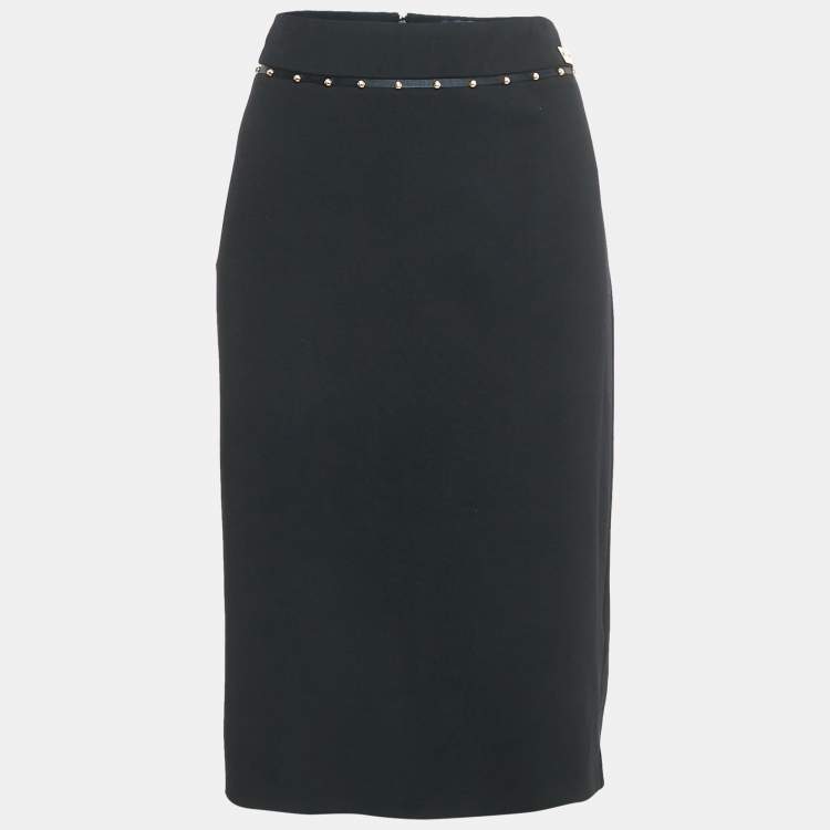 Pre Owned Class by Roberto Cavalli Black Cotton Knit Waist Stud Detail Short Skirt L
