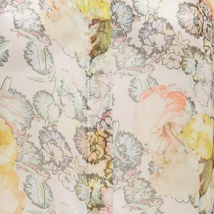 Pre Owned Class by Roberto Cavalli Pink Floral Print Silk Sheer Shirt M