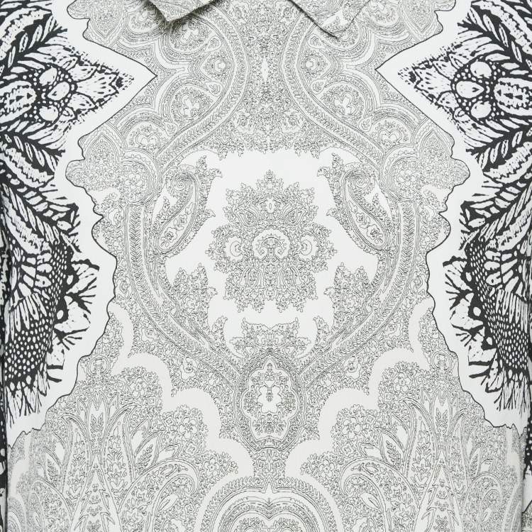 Pre Owned Class by Roberto Cavalli White/Black Printed Crepe Short Dress L