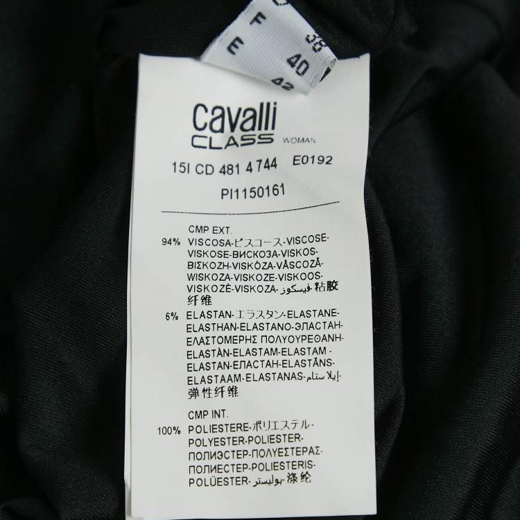 Pre Owned Class by Roberto Cavalli Green/Black Jersey Lace Overlay Dress M