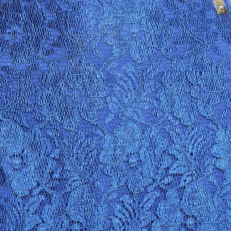 Pre Owned Cavalli Class Blue Lace Midi Skirt L