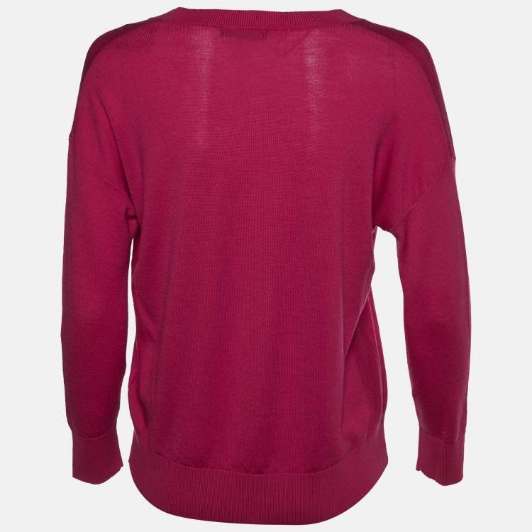 Pre Owned Class by Roberto Cavalli Pink Wool V-Neck Sweater M 