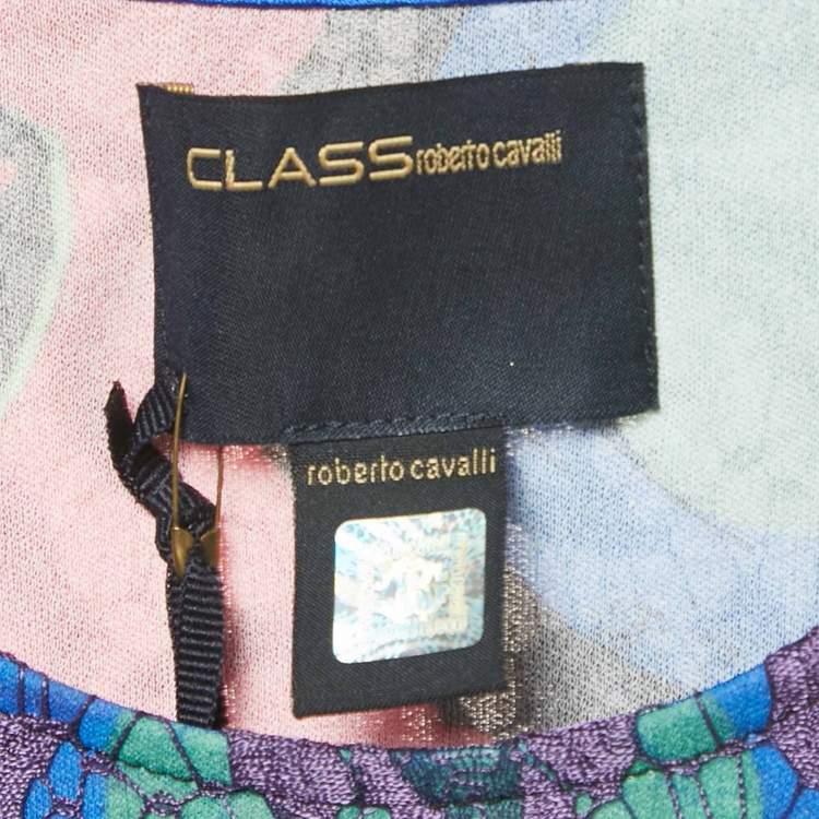 Pre Owned Class by Roberto Cavalli Multicolor Printed Lace Sleeveless Top  L 