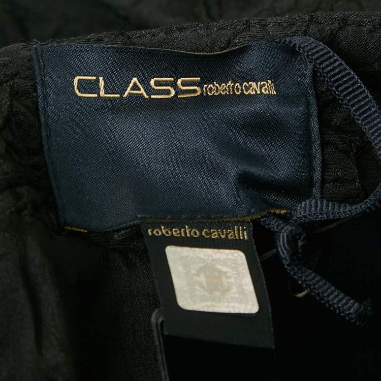 Pre Owned Class by Roberto Cavalli Black Floral Jacquard Pencil Skirt L