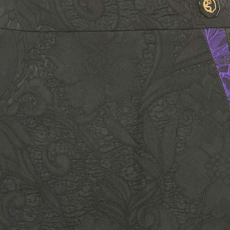 Pre Owned Class by Roberto Cavalli Black Floral Jacquard Pencil Skirt L