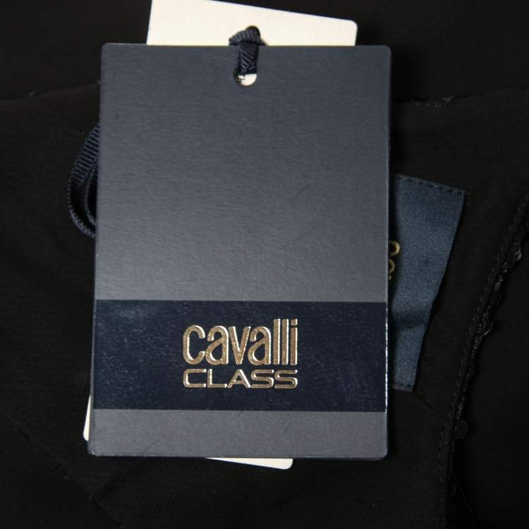 Pre Owned Class by Roberto Cavalli Black Crepe Embellished Cut-Out Detail Gown M