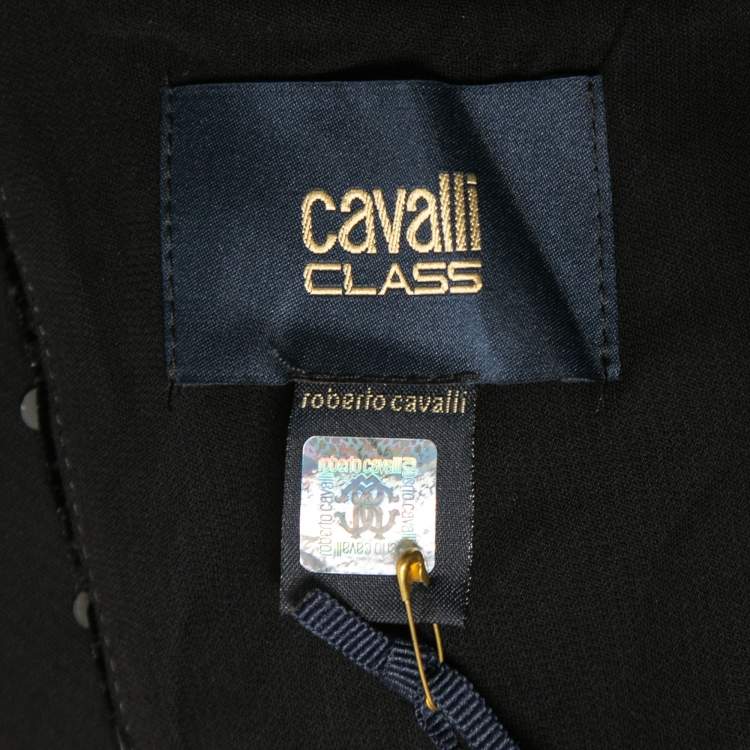 Pre Owned Class by Roberto Cavalli Black Crepe Embellished Cut-Out Detail Gown M
