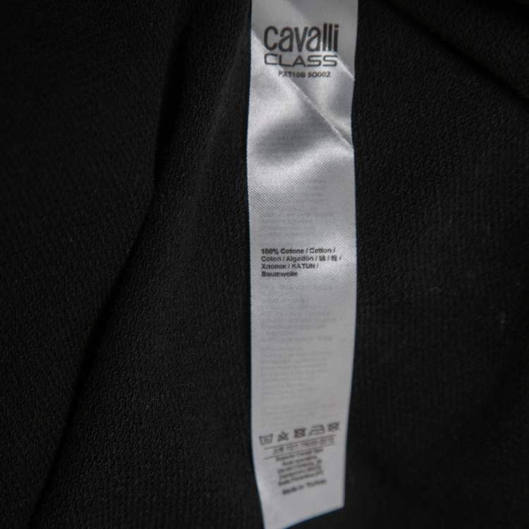 Pre Owned Class by Roberto Cavalli Black Logo Print Cotton Hooded Dress L
