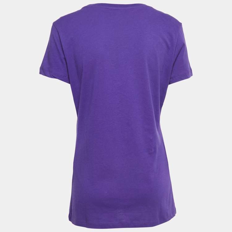 Pre Owned Class by Roberto Cavalli Studded Purple Short Sleeve T-Shirt XL