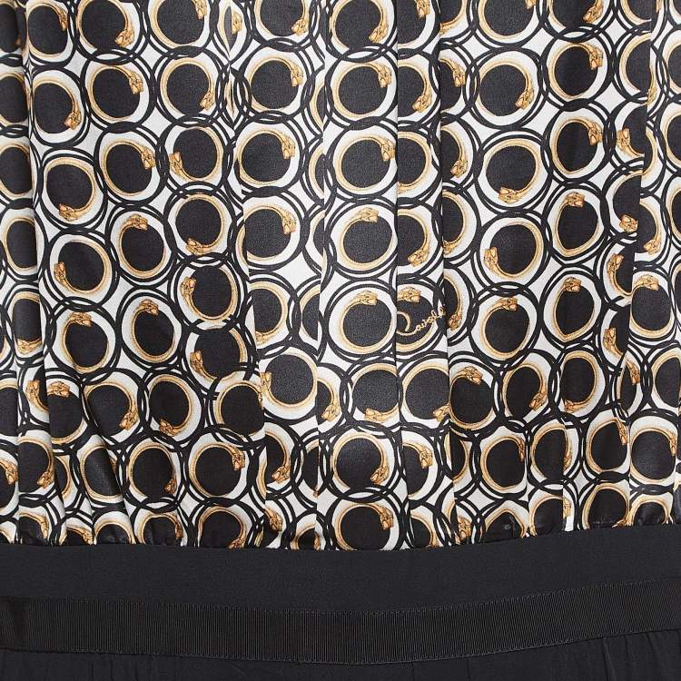 Pre Owned Class by Roberto Cavalli Black Snake Print and Crepe Stampa Cerchi Maxi Dress L