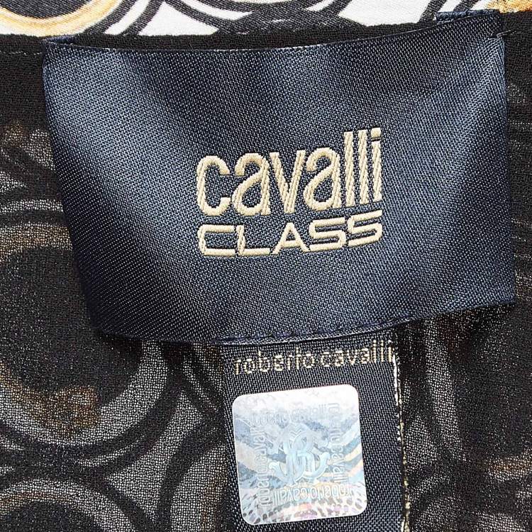 Pre Owned Class by Roberto Cavalli Black Snake Print and Crepe Stampa Cerchi Maxi Dress L