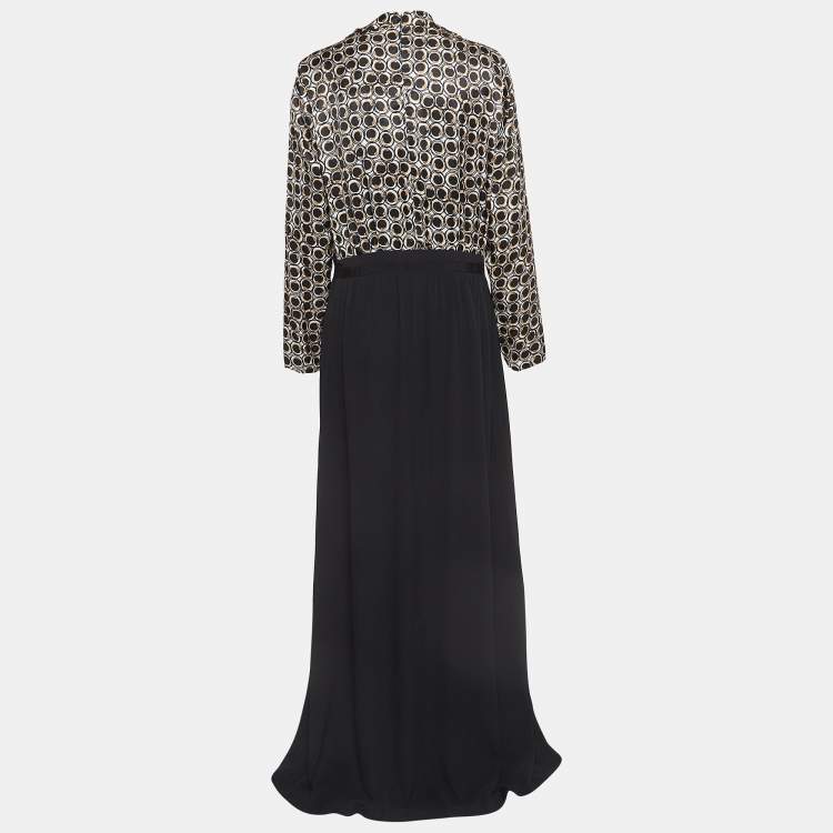 Pre Owned Class by Roberto Cavalli Black Snake Print and Crepe Stampa Cerchi Maxi Dress L