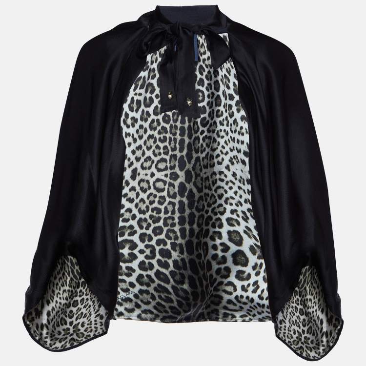 Pre Owned Class by Roberto Cavalli Black Textured Satin Bolero Jacket M
