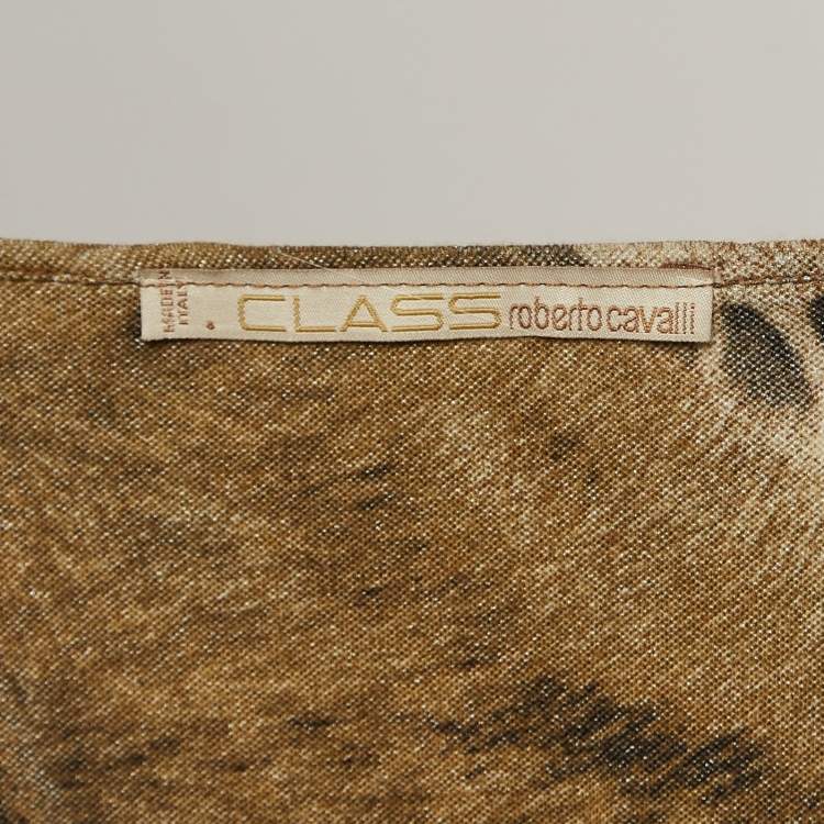 Pre Owned Class by Roberto Cavalli Brown Printed Jersey Maxi Skirt M