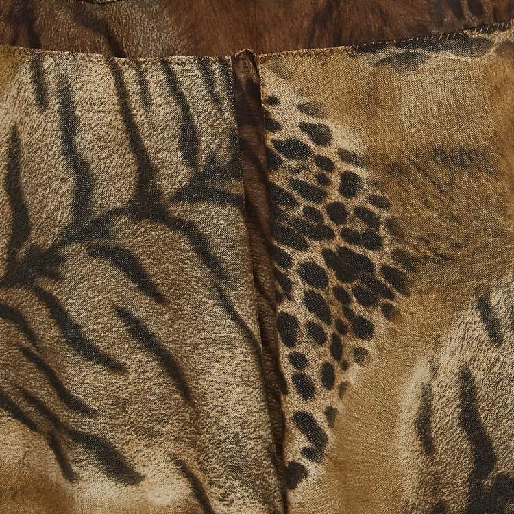 Pre Owned Class by Roberto Cavalli Brown Printed Jersey Maxi Skirt M