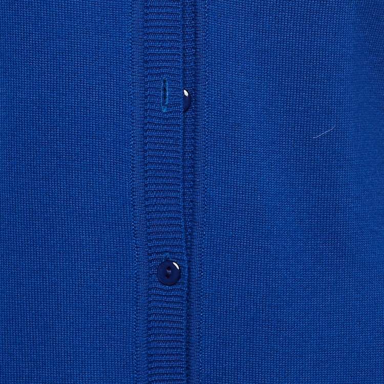 Pre Owned Class by Roberto Cavalli Blue Wool Silk Inset Buttoned Cardigan M