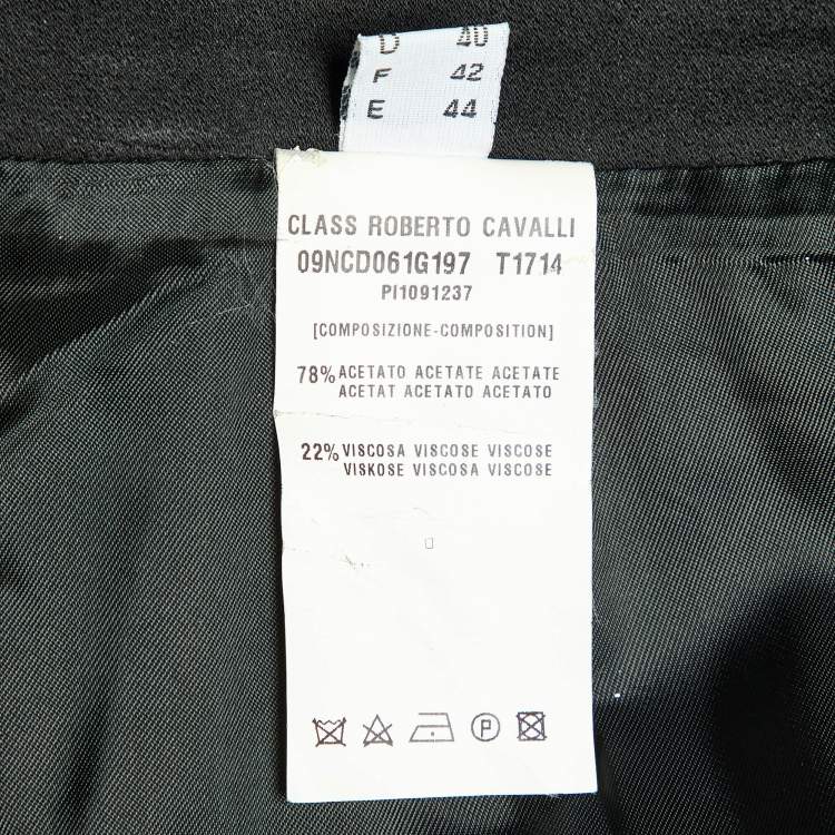 Pre Owned Class by Roberto Cavalli Black Satin Maxi Skirt L