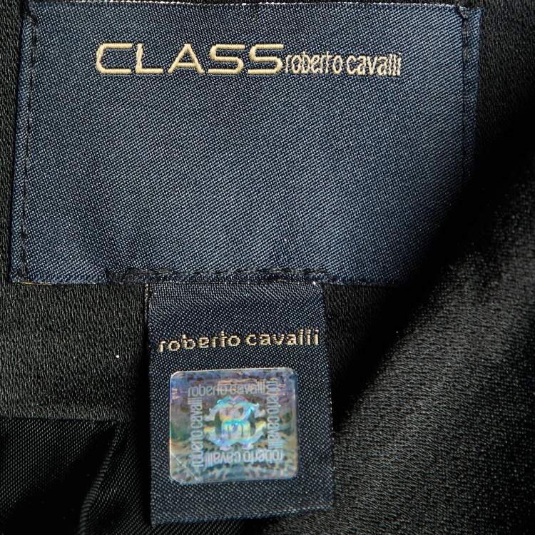 Pre Owned Class by Roberto Cavalli Black Satin Maxi Skirt L